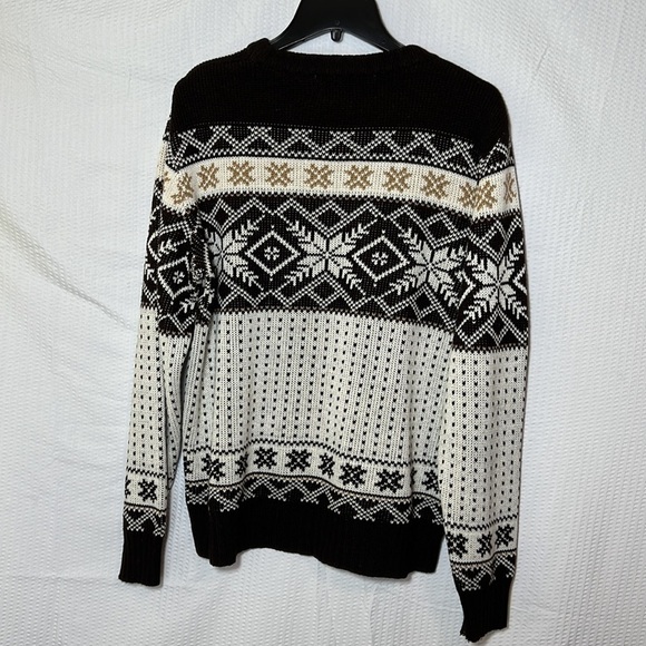VINTAGE 80s CSM by Coliu St. Marx Dark Brown & Cream Knit Ski Sweater Men's - Picture 4 of 6